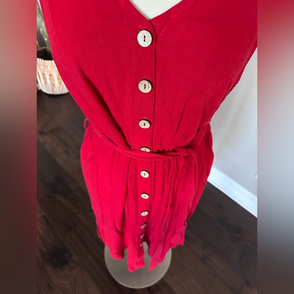 Universal Threads Midi Dress Linen Blend Spring/Summer Red Large NWTs - Picture 2 of 10